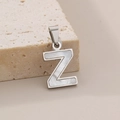 Pendentif lettre Z en acier inoxydable argenté avec incrustation nacre blanche - Pendentif Lettre Z (KP115564-K)
