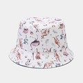 Detailed view of white bucket hat featuring watercolor Australian wildlife and koala prints - Style 2-White Australian Animals
