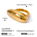 Vergoldeter Edelstahlring mit ovalem Naturstein, wasserfest und hypoallergen für Damen - US 7 / Goldfarbe-Stil 2