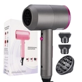 Professionele grijze ionische haardroger set met roze verpakking en drie mondstukken - 9808 Grijs