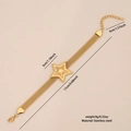 Golden stainless steel star bracelet featuring metallic mesh band and 17cm adjustable chain - 4# Star Bracelet