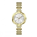 Elegant gold Scottie women's watch with flower-cut case and white sunray dial - Gold