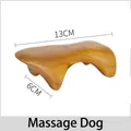Natural wood dog-shaped massager tool with four rounded massage points, 13cm size - Scented Wood Massage Dog