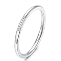 Sleek silver stainless steel ring featuring three micro-set cubic zirconia stones - US 5 / Silver-3 Stones