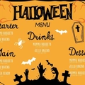 Modèle de menu d'Halloween numérique avec fond orange et illustrations effrayantes - 50*80cm / Halloween-2