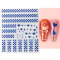 Blue 3D dragon eye nail stickers with checkered heart patterns model TH-0810 - TH-0810 (Blue Checkerboard/Cross Star)