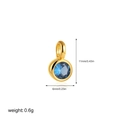 Detailed view of 18K gold pendant with blue zircon showing 11mm height and 6mm width - No. 13 Pendant (Dark Blue)