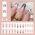 Faux ongles ballerine imprimé léopard et French manucure avec finition brillante - Fille Imprimé Léopard (Style Colle) (W096)