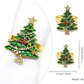 Golden Christmas tree napkin ring with green enamel and rhinestones 5.1x3.7cm size - Christmas Tree (85)