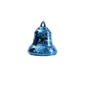 Single blue metallic Christmas bell with embossed floral patterns for festive wreaths - Blue