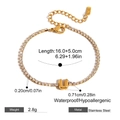 Gold stainless steel tennis bracelet with sparkling zircon and letter U pendant - Letter U (JDB0305011-U)