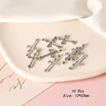 Detailed view of 10 vintage silver cross charms for DIY jewelry making, 12x23mm size - Cross Style 10 / Antique Silver