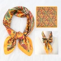 Orange vintage paisley silk feel square scarf with chain pattern and satin finish - 70*70cm / Orange Yellow Paisley (21)