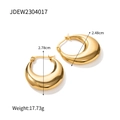 Golden chunky C-shape hoop earrings in polished stainless steel with size and weight info - Waterdrop U-Shape Style (JDEW2304017) / Gold