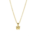 18k gold plated bubble balloon letter W pendant necklace with polished finish - Letter W