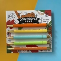 5-pack funny dog theme retractable ballpoint pens with humorous quotes on colorful barrels - Dog People