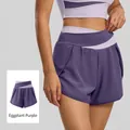 Short de yoga deux-en-un pour femme en violet aubergine avec design taille haute - 3XL / Bas / Violet Aubergine