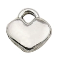 Polierter silberner herzförmiger Legierungsanhänger mit Öse für DIY-Schmuckherstellung - Pfirsichherz 8x7mm