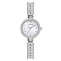 Reloj de pulsera plateado para mujer con bisel de diamantes y esfera de nácar de lujo - Plata (YBN2308 Caja de Plata Esfera Blanca)