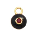 Golden spherical pendant with black enamel finish and red faceted gemstone inlay - M651961 / Black