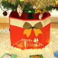 Collare per albero di Natale rosso in tessuto con fiocco giallo e scritta d'auguri - Stile Fiocco / Rosso