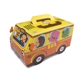 Niedliche gelbe Schulbus-Geschenkbox mit Tiermotiven und integriertem Tragegriff - 17.5*9*8cm / Gelb