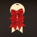 Set of two red glitter Christmas bows on golden display card for festive decor - Size 6 - 2pcs [13*15cm] / Red