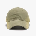 Distressed olive green and khaki cotton twill baseball cap with vintage worn-out details - Khaki
