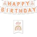 Detail view of Boho rainbow HAPPY BIRTHDAY banner with 16x20cm dimensions - Banner 11PCS-Rainbow