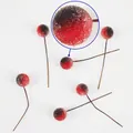 Macro detail van rode matte kunstbessen met sneeuwtextuur voor Kerstmis DIY decoratie - 10MM (100 Stuks/Verpakking) / Rood Zwart Verloop Mat