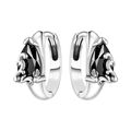 Boucles d'oreilles créoles en argent 925 avec pierre noire de style gothique - Créole en Goutte d'Eau Sculptée Vintage Zircon Noir 4109