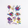 Luminous rose temporary tattoo sticker in blue and red tones, 21x14.5cm size - Fluorescent OHB-001