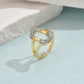 Two-tone plated gold ring with teardrop water-drop design and micro-inlaid rhinestones - Oval Hollow Side Rhinestone Style (JZ0049-7)