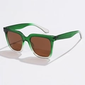 Detail of square oversized jelly green sunglasses with gradient temples and brown lenses - Gradient Green Tea