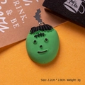 Detailed view of resin Frankenstein charm with dimensions 2.2cm x 2.8cm for Halloween DIY - Green Face Ghost