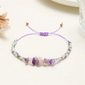 Handgefertigtes Amethyst-Kristall-Armband mit verstellbarer violetter Kordel - Lila