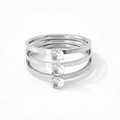 Three-piece stackable stainless steel rings set with round-cut sparkling cubic zirconia - Silver White Zirconia