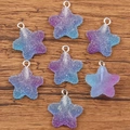 Pendentifs pentagramme en résine DIY dégradé bleu et violet avec finition mate - Étoile Dégradé No.1