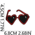 Detailed view of heart-shaped sunglasses embroidery patch with 4.5x6.8cm size markings - Heart-Shaped Sunglasses (15号)