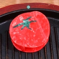 French style tomato shaped acetate hair claw clip with red marble texture and green leaf detail - Tomato Style (H1058) / Red