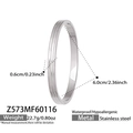 Bracelet jonc minimaliste en acier argenté avec triple rainure et diamètre de 6,0 cm - Style à Triple Rainure Argenté (Z573)
