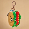 Portachiavi creativo in peluche a forma di hot dog con occhi ricamati e moschettone - Hot dog / 9cm
