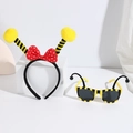 Yellow bee party accessories set including antennae headband and striped sunglasses - Yellow Ball Bee Bowknot Headband + Yellow Glasses Long Antenna