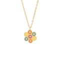 Collana dorata con pendente a fiore in smalto colorato e petali circolari vivaci - Ciondolo Fiore Colorato (3#)