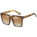 Occhiali da sole quadrati oversize tartarugati con lenti sfumate marroni e decoro T - Montatura Tartarugata Sfumata Marrone