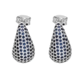 Elegante druppeloorbellen met donkerblauwe zirkonia in een verzilverde afwerking - Blauw