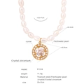 Collana barocca di perle d'acqua dolce con ciondolo tondo in cristallo e titanio - Collana Perla Pendente Tondo (P1520)