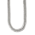 Hypoallergenic silver Cuban link chain necklace and bracelet set in 304 stainless steel - Style 12 Silver Cuban Necklace (11mm*60cm)
