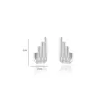 Minimalist silver tiered metal stud earrings with geometric texture and 2cm size specs - Silver