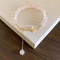 Bracelet en quartz rose avec fil doré et pendentif papillon élégant en détail - Rose-Papillon (27#)